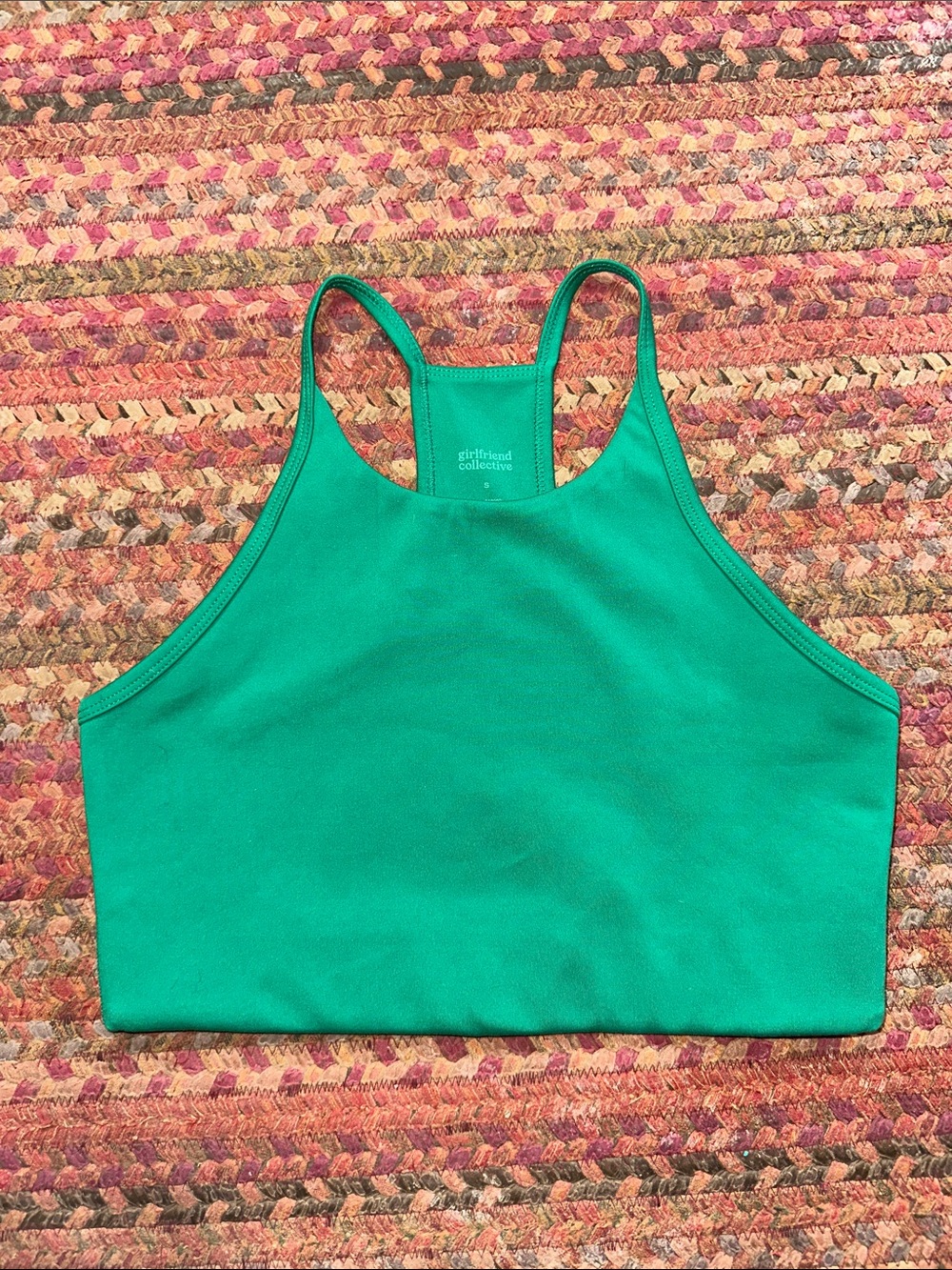 girlfriend collective Emerald Green High Neck Racerback Sports Bra
